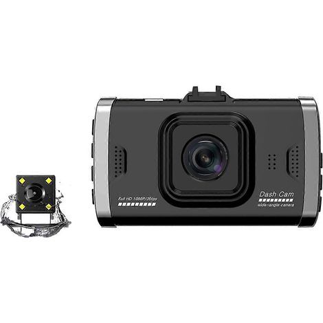 Caméra vidéo de tableau de bord avec enregistreur DVR pour voiture, 3 pouces, 1080P, vue arrière, double objectif, Full HD, enregistrement de cycle portable (1/5)