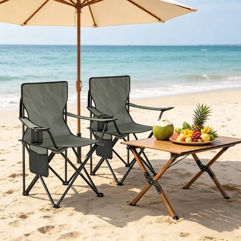 chaise siège pliable camping lot de 2 porte gobelet HAVRYA (1/5)