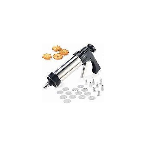 Machine à churros, pistolet à pâtisserie professionnel en acier inoxydable, presse à biscuits, pistolet à pâtisserie avec 13 disques à biscuits et 8 douilles pour la confection de biscuits et de gâtea (1/5)