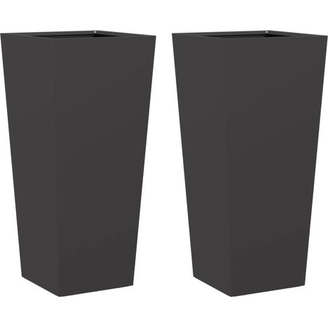Jardinera para parterres elevados flores jardín terrazas juego de 2 35 x 35 x 75 cm acero negro 020038941