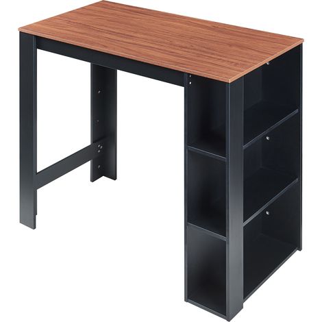 Mesa de bar con 3 estantes 120x60x106 cm efecto nogal negro 030010989 (1/5)