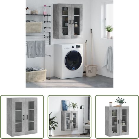 Holzschrank - Wandschrank Betongrau 69,5x34x90 cm (1/5)