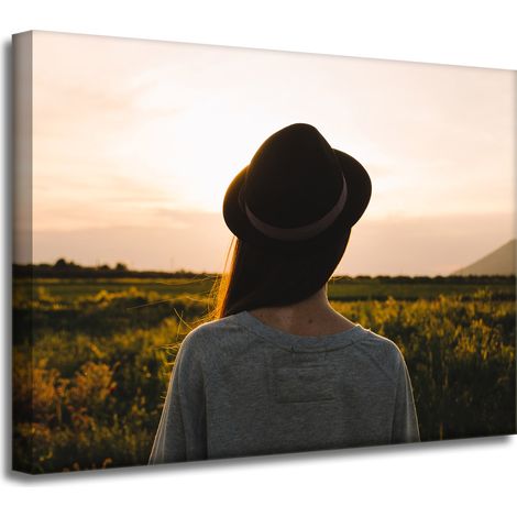 Leinwanddruck Natur Frau mit Hut 40x30