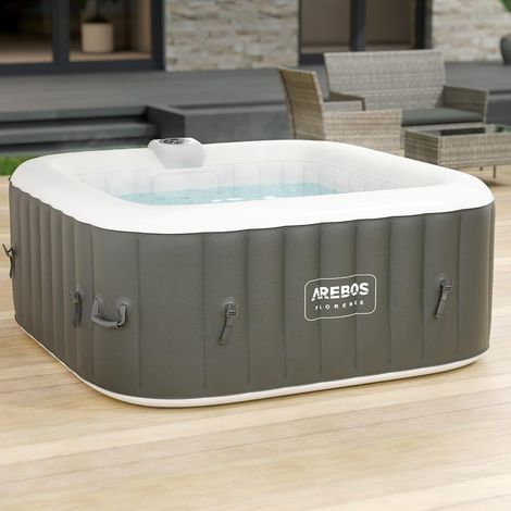 1 Spa Gonflable, Carré, 4 Personnes, 100 Jets, Intérieur Extérieur, Chauffage