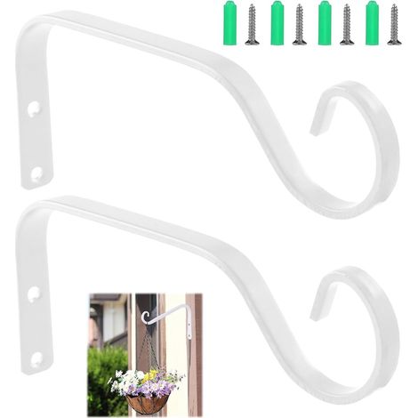 Lot de 2 crochets muraux pour suspension de fleurs, support pour plantes suspendues, supports de lampe pour plantes suspendues en plein air, lanternes, appliques murales (1/5)