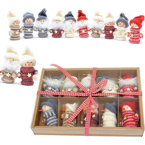 10 Teddy Christmas Tree Hanging Decorations Handmade Gift Box Set (1/4)