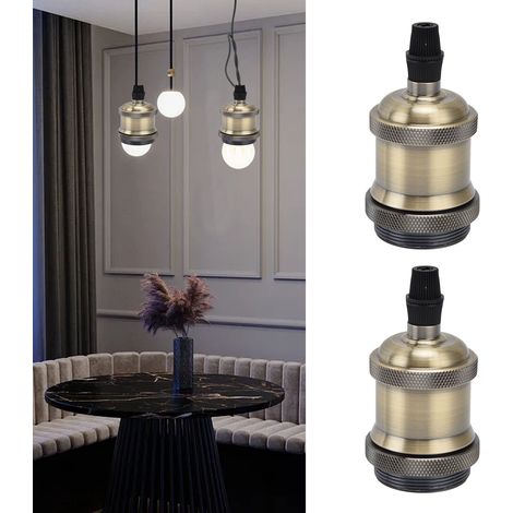 Lot de 2 douilles de lampe vintage rétro en aluminium, accessoires de bricolage pour ampoules vintage E26/27, couleur bronze vert (1/5)