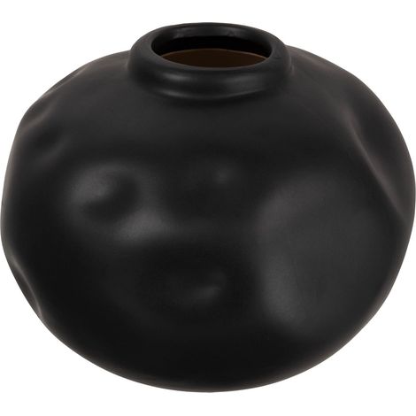 Vase en Terre Cuite de Forme Organique pincée, Noir Mat (1/5)