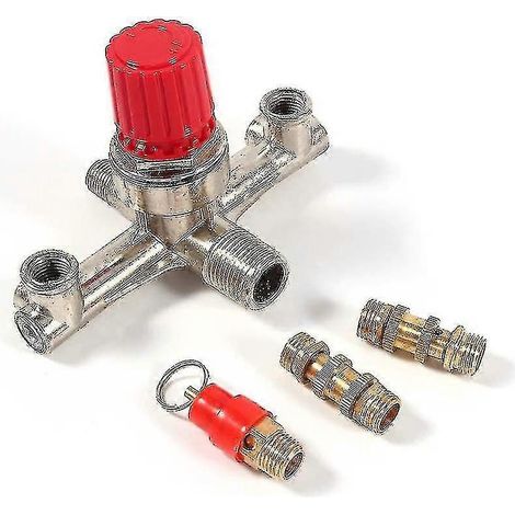 Accessoire pour compresseur d'air, tube de sortie double en alliage, accessoires pour vanne de régulation de pression avec support Hao (1/5)