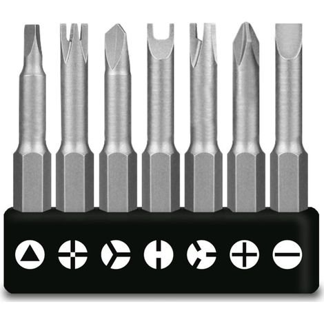 Jeu d'embouts de tournevis : U, Y, triangle, cruciforme interne, tri-point, en acier spécial au chrome-vanadium, jeu de 7 pièces