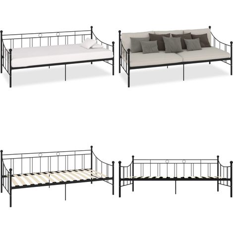 Telaio Divano Letto Nero in Metallo 90x200 cm - Divano letto metallico - Letto per ospiti