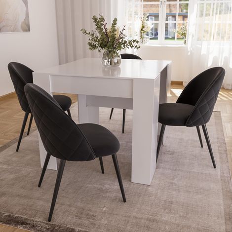 Set di 4 Sedie Imbottite Da Pranzo Ufficio In Velluto Sedia Con Gambe In Metallo Con Schienale Seduta Comoda Per Soggiorno Salotto Camera Design Goodsprings 43 x 47.5 x 80 Cm (Verde) - Colore: Nero