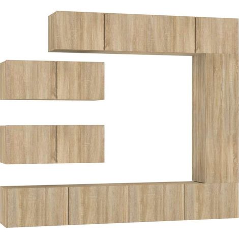 Maison Exclusive - 7-tlg. TV-Schrank-Set Sonoma-Eiche Holzwerksto (1/5)