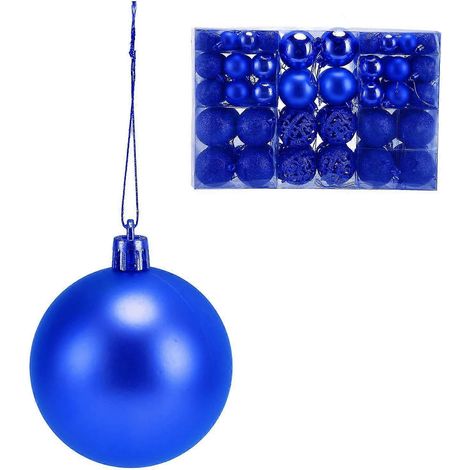 100 boules de Noël incassables à suspendre, bleues, pour décorer le sapin et les fêtes. (1/5)