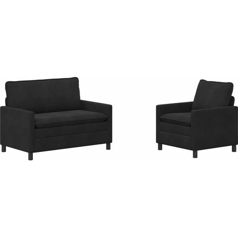 Juego de Sofá 2 pcs Negro Terciopelo vidaXL (1/5)