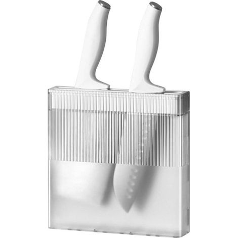 Wall-mounted knife holder without drilling, detachable white knife storage (1/5)