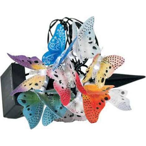 LED Solar Lichter Kette Beleuchtung Außen Leuchte Schmetterlinge bunt Dekoration 10x, L 445 cm
