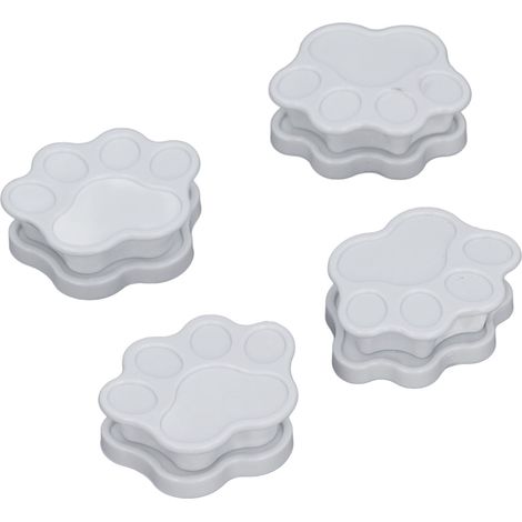 Lot de 4 supports pour tapis d'apprentissage de la propreté, aimants puissants, multifonctionnels, pour animaux de petite et grande taille, en forme de patte, blancs. (1/5)