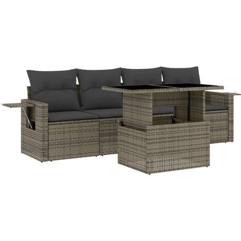 Maison Exclusive - 5-tlg. Garten-Sofagarnitur mit Kissen Grau Pol
