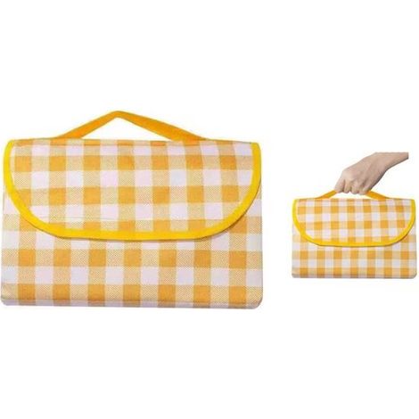 Coperta da picnic 102 x 152 cm, telo da spiaggia, coperta da campeggio pieghevole, impermeabile, tappetino da picnic resistente alla sabbia, tappetino portatile da giardino e da spiaggia, tessuto non (1/5)