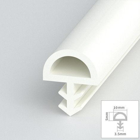 Joint d'étanchéité en caoutchouc pour cadre de porte ou fenêtre en forme de D, joint en silicone à rainure, large 0,39 po, blanc, 5 m/16 pi (1/5)