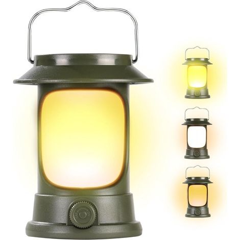 Lampada da campeggio - lanterna a LED in stile retrò - tenda da campeggio - lampada da campeggio - ricaricabile tramite USB - per campeggio, giardino, interruzioni di corrente