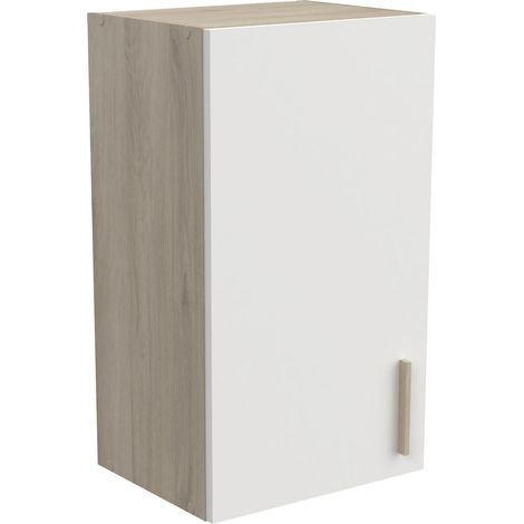 Meuble Haut de Cuisine Modulable 1 Porte - Cuisine Complete ORIGAN – Coloris Blanc Mat (1/5)