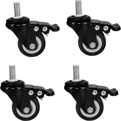 M8x25mm 4 pièces de Support de Charge 240 kg Chariot Roulette tournante PU Meubles Poudre Remplacement (à roulettes de Frein) (1/5)