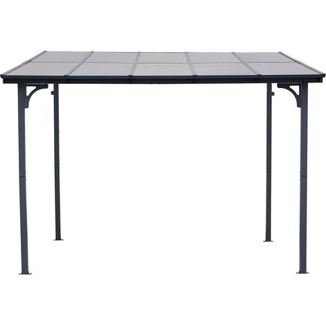 Pergola addossata "Marvin" - 3 x 3 m - 304 x 298 x 243 cm - Grigio scuro (1/5)