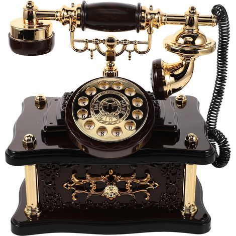 Classic Rotary Dial Telephone Music Box Brown Desktop (1/5)