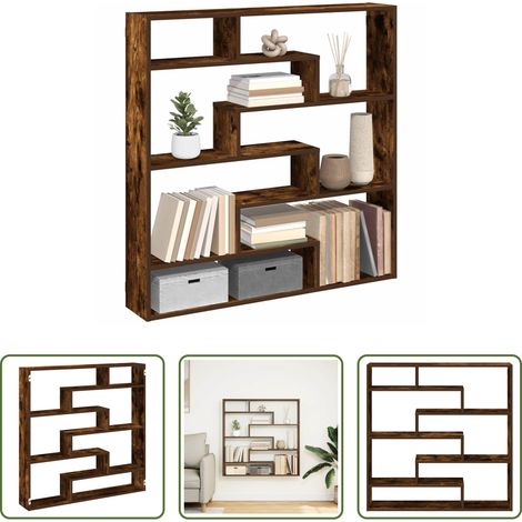 Rangement - Étagère cube murale 7 compartiments chêne fumé bois ingénierie (1/5)