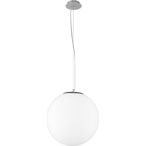 Merano Jersey 40cm Globe Suspension Plafonnier Verre Opale, Métal Chromé LED E27