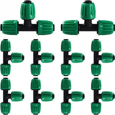 10 Pièces16mm Raccords D'irrigation Goutte à Goutte, Connecteur de Tuyau en T Barbelé, Connecteur de Tuyau D'irrigation, Connecteur D'Irrigation Goutte à Goutte, pour Jardin, Pelouse (Vert) (1/5)