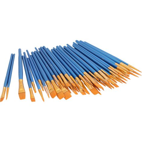 50Pcs Paint Brush Set Nylon Bristles Multiple Models Strong Adsorption Art Paint Brush Set for Watercolor Oil Painting (1/5)