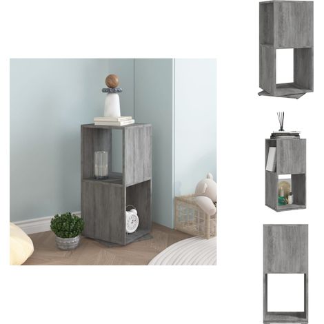 Armoire rotative Gris béton 34,5x34,5x75,5 cm bois d'ingénierie - Bibliothèque Tournante - Bibliothèque Rotative - Étagère Pivotante - Rangement Mural - Meubles Gris (1/5)