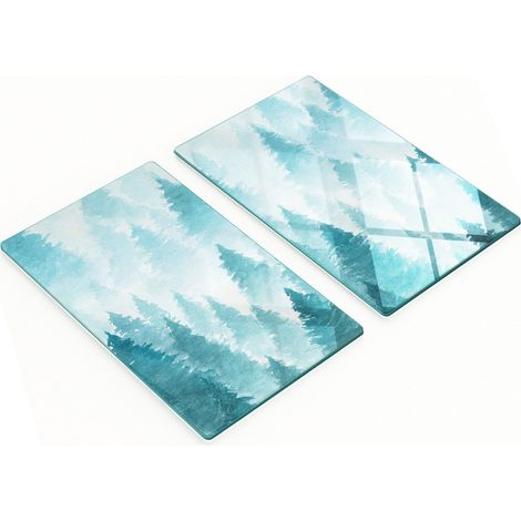 Set Küchenbretter aus gehärtetem Glas mit Waldmotiven, 2 x 30 x 52 cm (1/5)