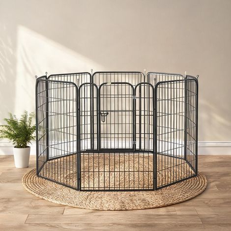 Enclos pour chiot en métal noir 79 x 100 cm avec porte (1/5)