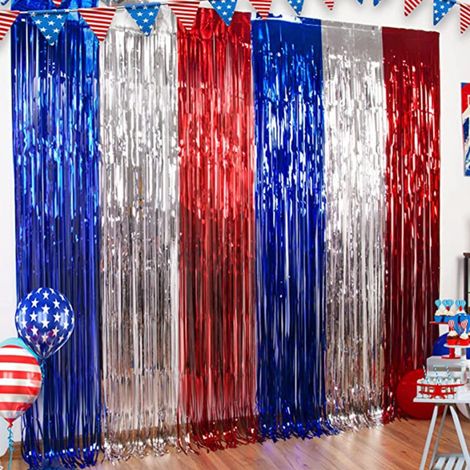 Rideau Décoratif En Feuille Métallisée - Pour Fête Thème Mariage Anniversaire Noël - Fond Photo Scène Événement - 1 Pièce (1/5)