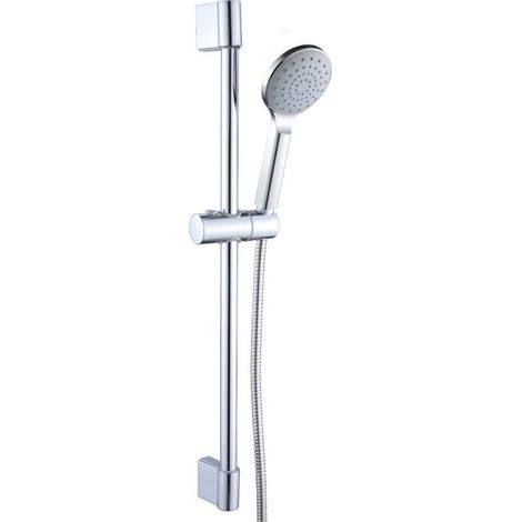 Ensemble de douche, barre de douche avec pommeau de douche, tuyau, support de douchette,Chrome, Argent (1/4)