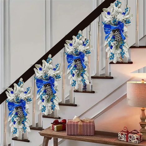 Guirlande De Noël - 45 X 25 Cm - En Pvc - Pour Porte D'Entrée Escaliers Intérieur Extérieur - 1 Pièce (1/5)