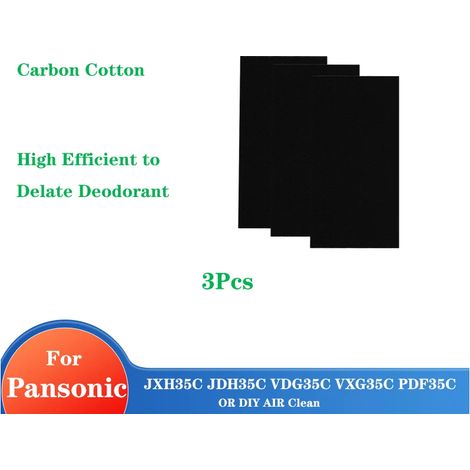 (3 pièces) Filtre en coton à charbon actif de 400 x 217 x 5 mm pour purificateur d'air, compatible avec les modèles JXH35C, JDH35C, VDG35C, VXG35C et PDF35C. (1/4)