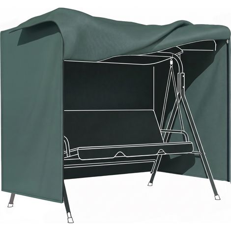 Housse pour balancelle de jardin avec fermeture éclair – Bâche de protection pour mobilier d'extérieur 177 x 114 x 152 cm – Vert foncé (1/5)