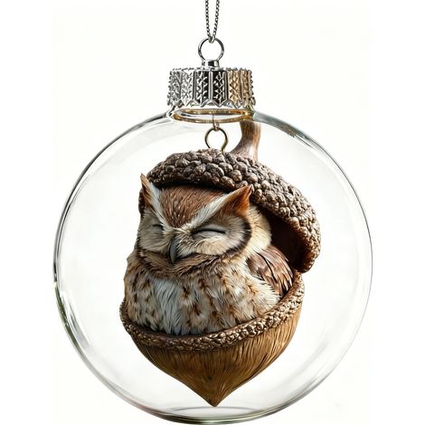Boule à neige lumineuse transparente en acrylique, décoration de Noël à suspendre au sapin avec un adorable chat de dessin animé, cadeau idéal pour les fêtes. (1/5)