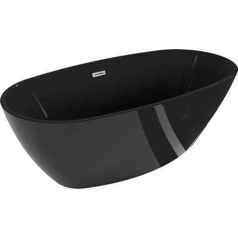 Mexen Eris freistehende Badewanne 170 x 80 cm, schwarz, Überlauf gebürstetes Nickel - 53441708070-97 (1/5)