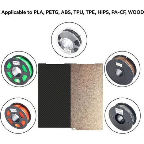 Plateau d'Imprimante 3D avec Face en Fibre de Carbone et Face en PEI pour Kobr3 - 256x268MM (1/5)