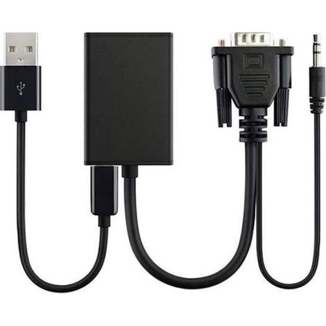Adaptateur VGA vers HDMI avec audio, adaptateur VGA vers HDMI 1080P Câble mâle vers femelle pour ordinateur, ordinateur de bu[L685] (1/4)