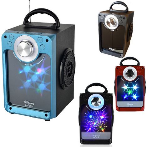 TrAdE Shop Traesio - Cassa Speaker Fm Bluetooth Ricaricabile Sd Usb Aux 2 Casse Portatile Bs-9524 - (1/5)
