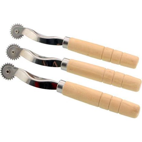 Roue de Traçage Roulette à Coudre Outil de Couture Bordure Dentelée Couture avec Manche en Bois de 3 PCS -20mm Oi-FRIS (1/5)