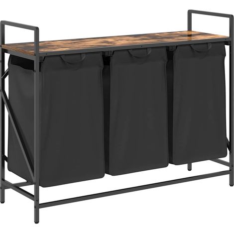 Maison Exclusive - Cesto Portabiancheria 3 Scomparti con Ripiano Rovere Fumo