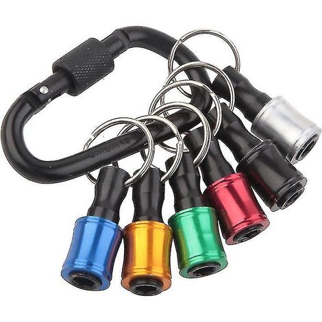 Ensemble de 6 porte-embouts de tournevis à tige hexagonale, adaptateur 1/4 pouce, porte-embouts à changement rapide, rallonge pour douilles et tournevis avec anneau porte-clés. (1/5)